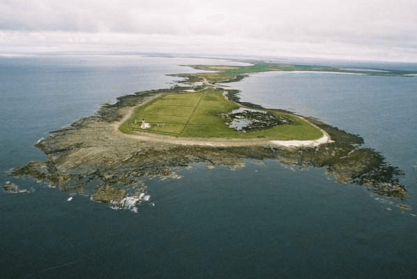 A small island off Scotland's Atlantic coast, ringed by the sea