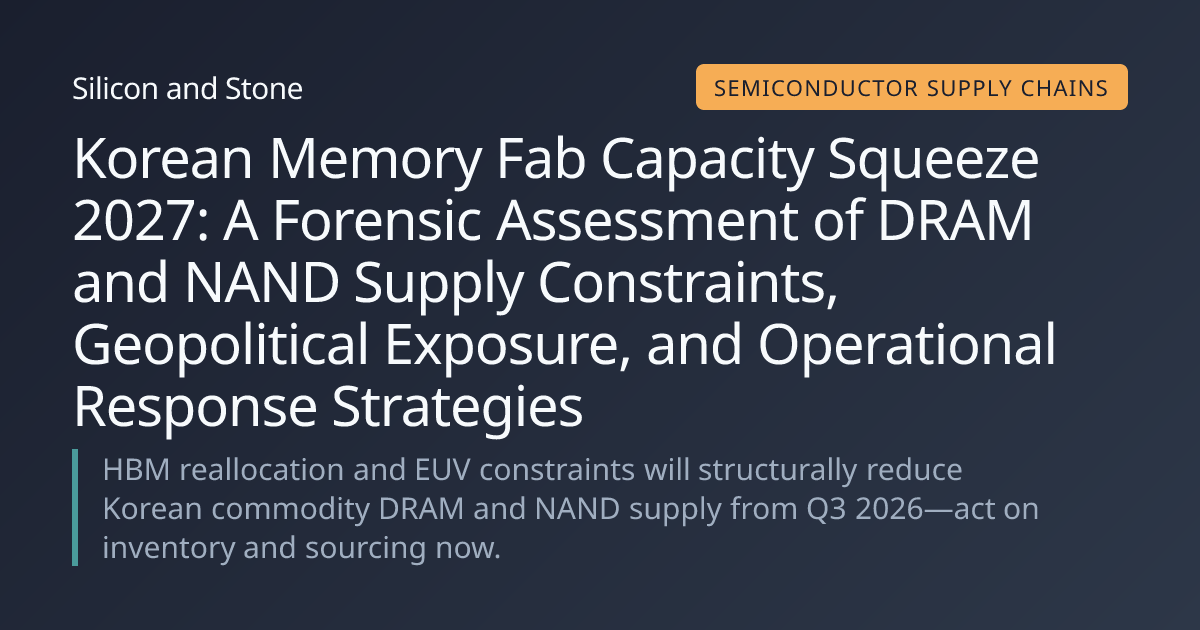Korean Memory Fab Capacity Squeeze 2027: DRAM & NAND